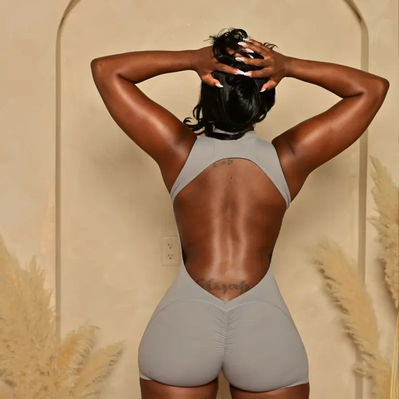 Women Sleeveless Backless Shorts Jumpsuit Sports Pilates Fitness Yoga Jumpsuit Workout Jumpsuits