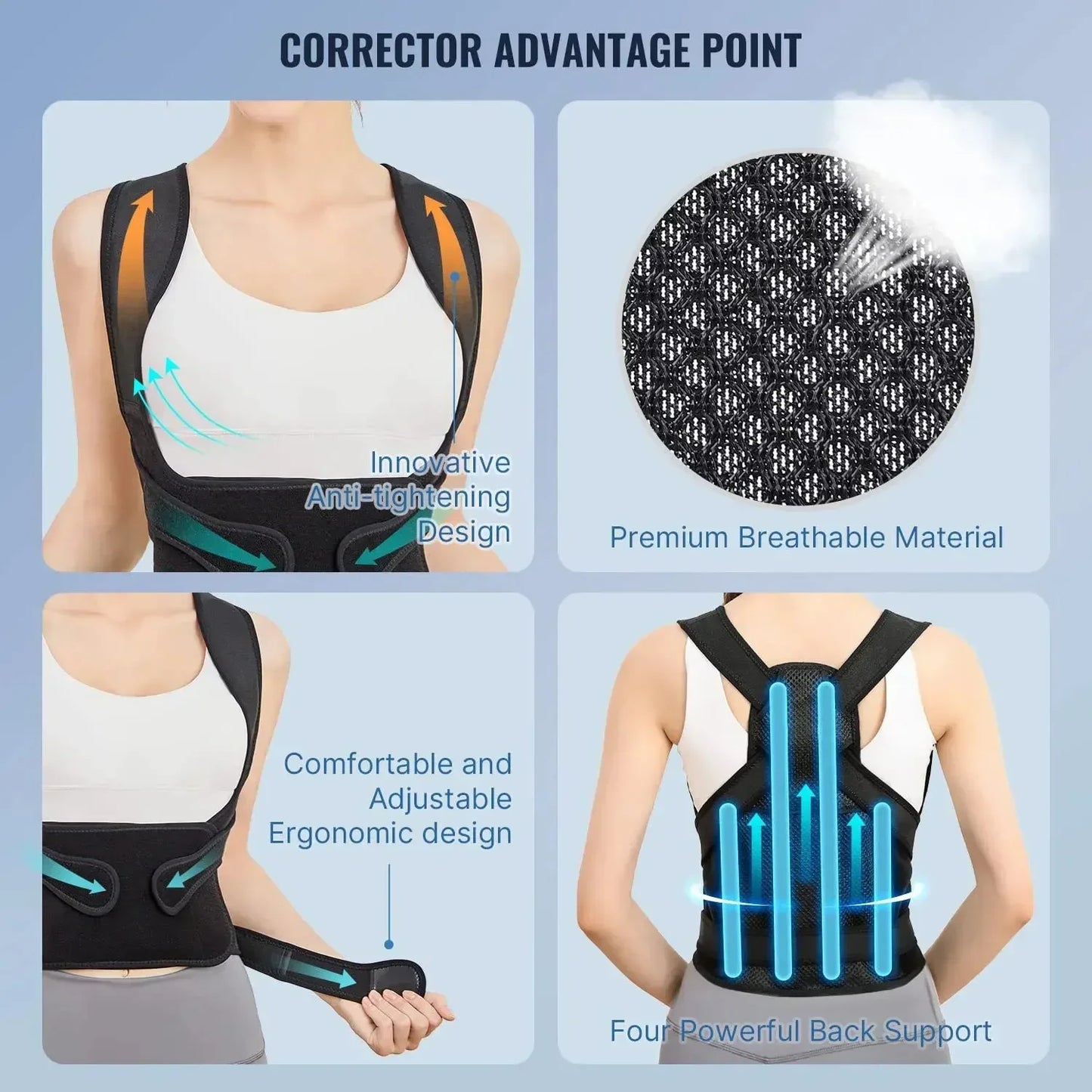 Transform Your Posture with Our Adjustable Posture Corrector - Ultimate Back Support for Men and Women, Lightweight and Invisible for All-Day Comfort